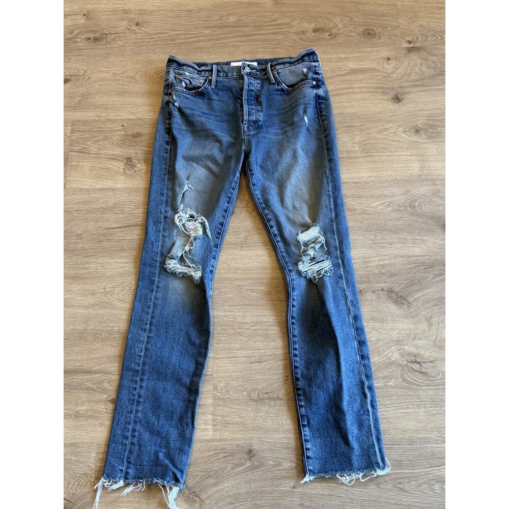 MOTHER Womens Jeans Sz 27 The Trickster Skimp Fray Thrill Seeker Distressed